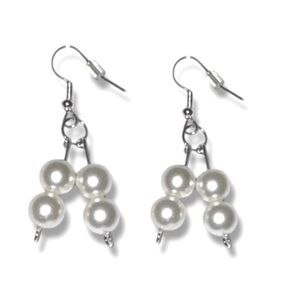 3 FOR $20 HANDCRAFTED Faux Pearl Drop Dangle Double Beaded Earrings